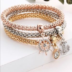 Women Rhinestone Charm Bracelets 3 pcs sets